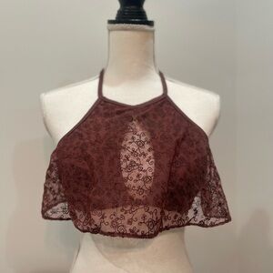 99 degrees Elegant Lace Over Halter Bikini Top SZ XL NWT